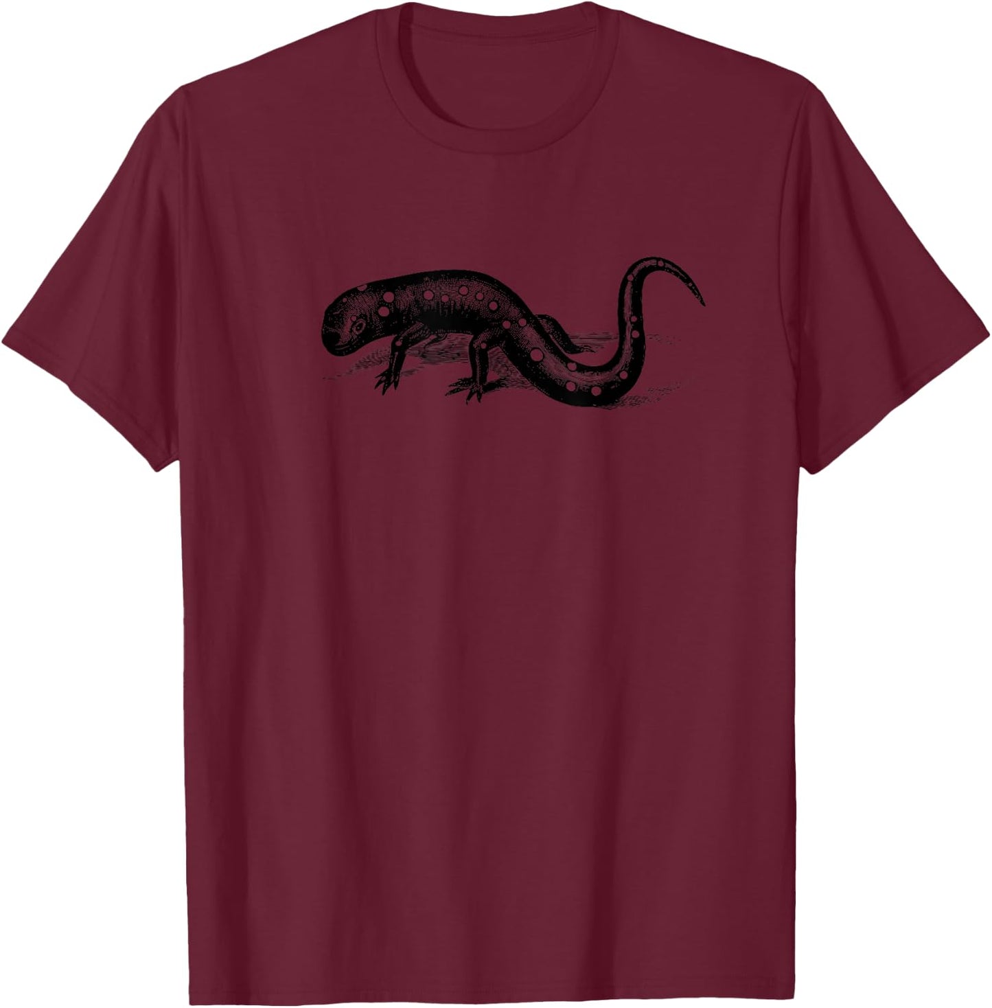 Amphibian collection: Salamander spotted vintage drawing T-Shirt - T-Shirt | Maroon