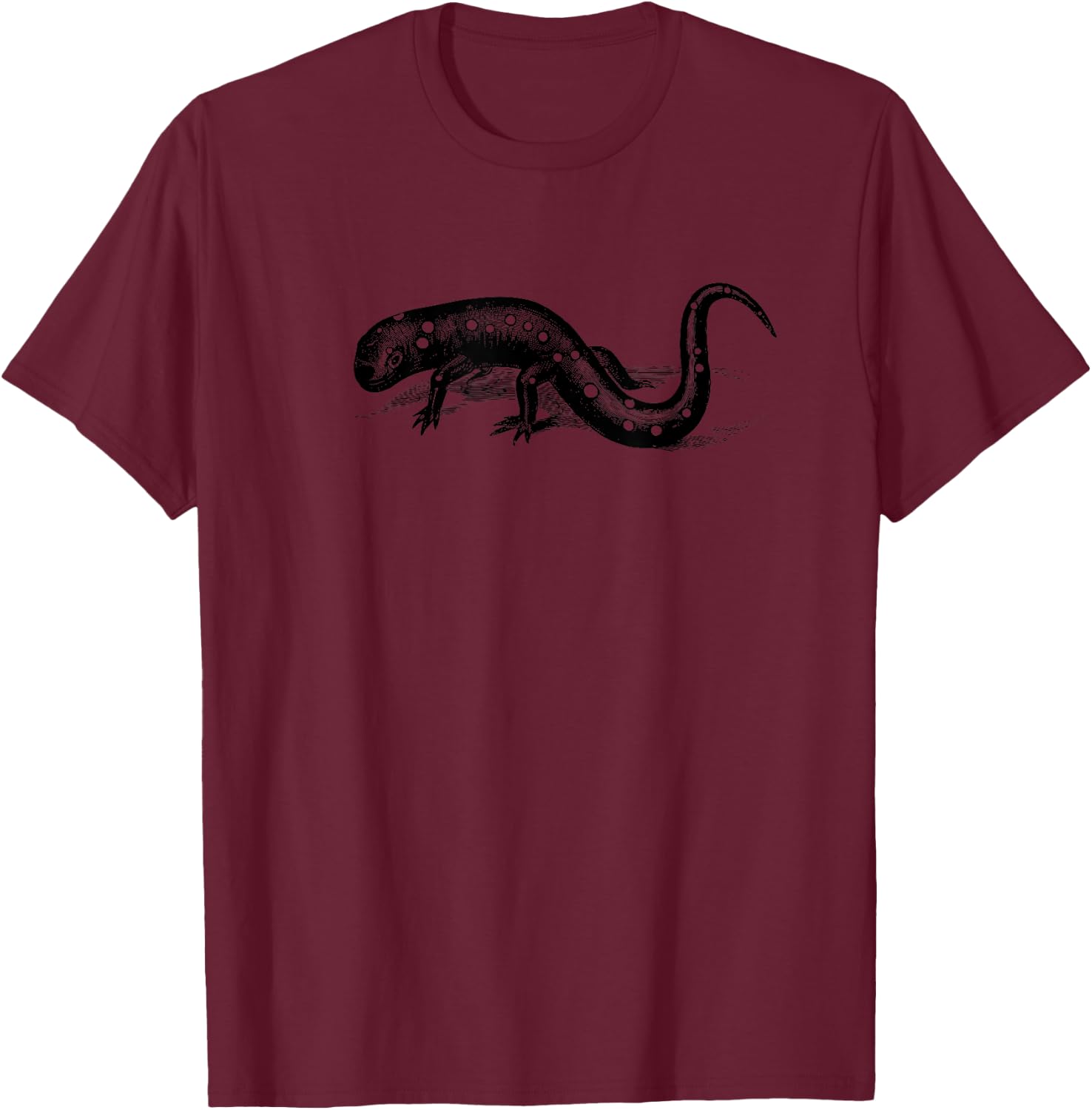 Amphibian collection: Salamander spotted vintage drawing T-Shirt - T-Shirt | Maroon