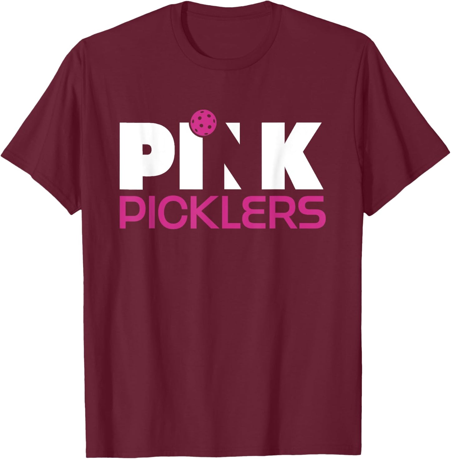 Pink Picklers Pickleball Breast Cancer Awareness T-Shirt - T-Shirt | Maroon