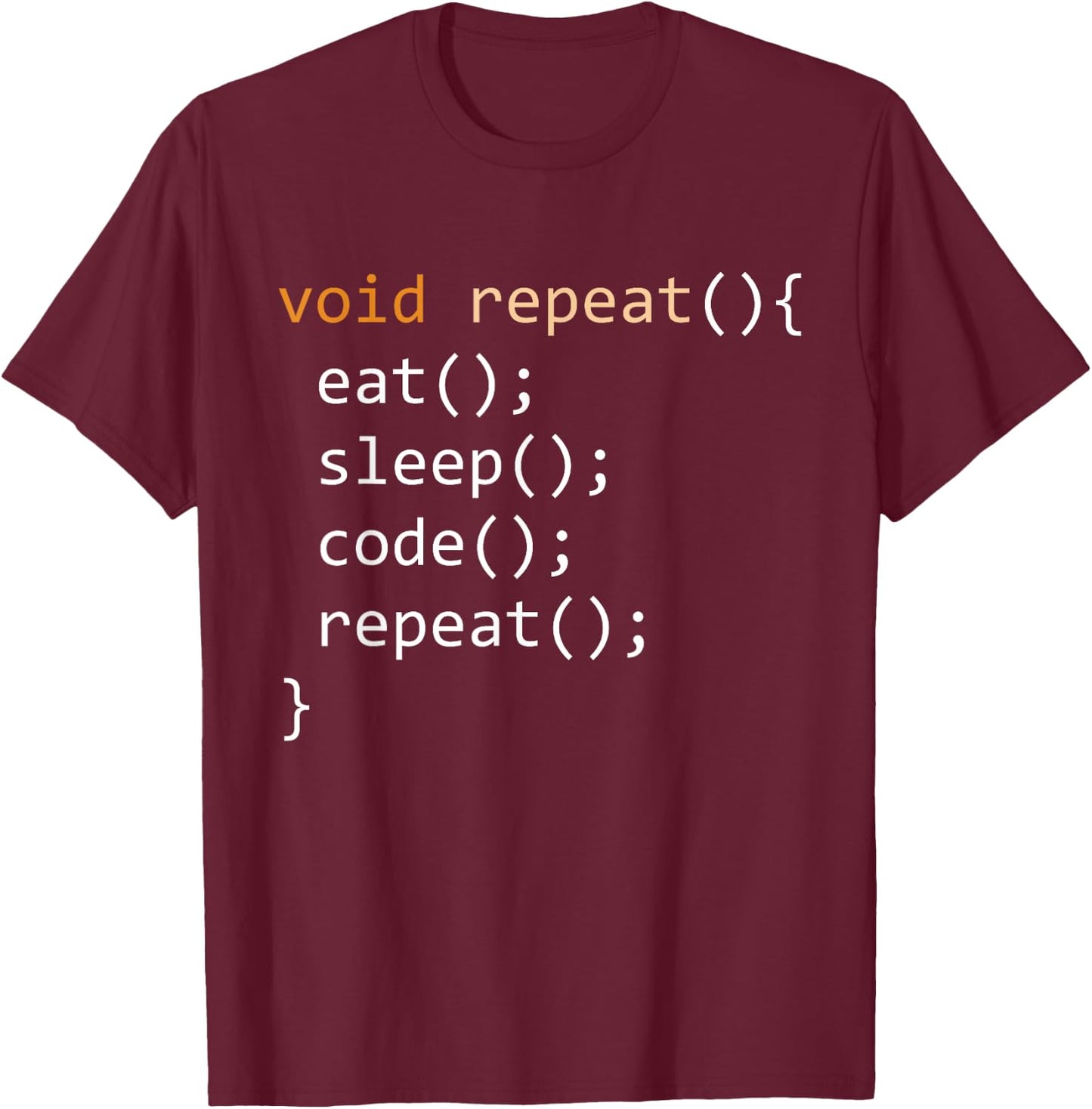 Funny Coding Shirt - Java Recursive Eat Code Sleep Repeat T-Shirt - T-Shirt | Maroon
