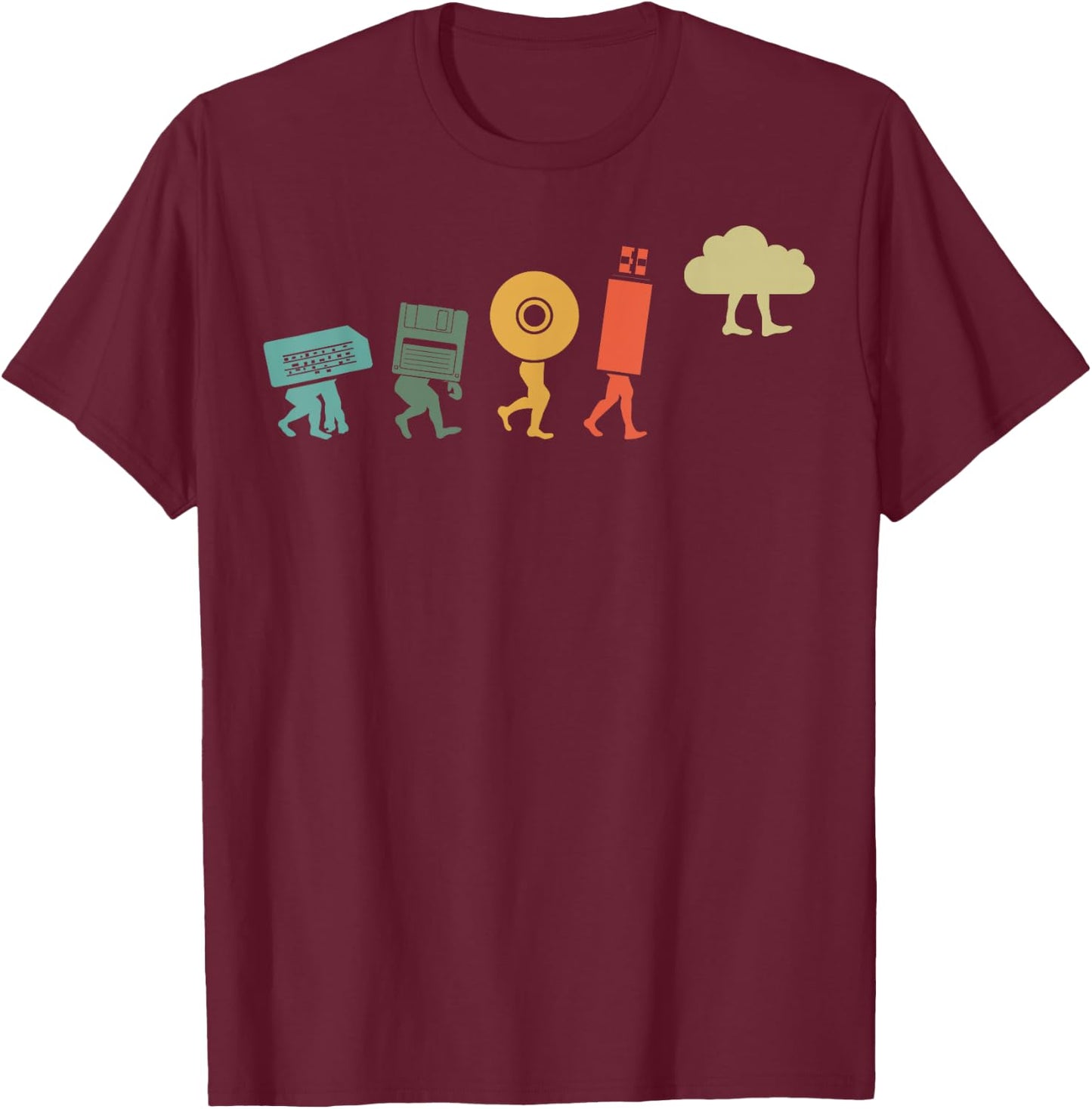 Retro Evolution Of Cloud Computing - Cloud Developer T-Shirt - T-Shirt | Maroon
