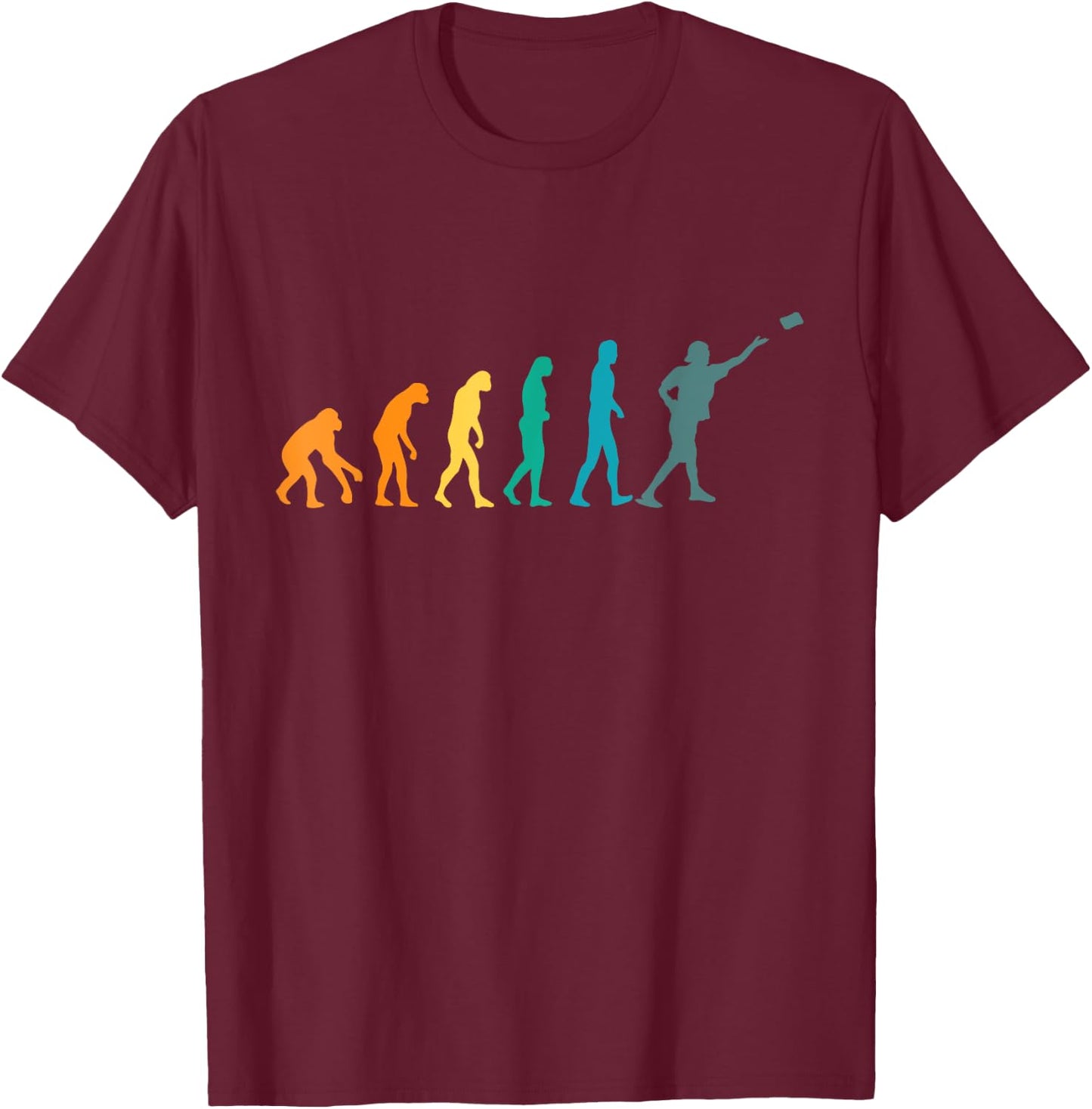 Cornhole Player Human Evolution Funny Cornhole T-Shirt - T-Shirt | Maroon