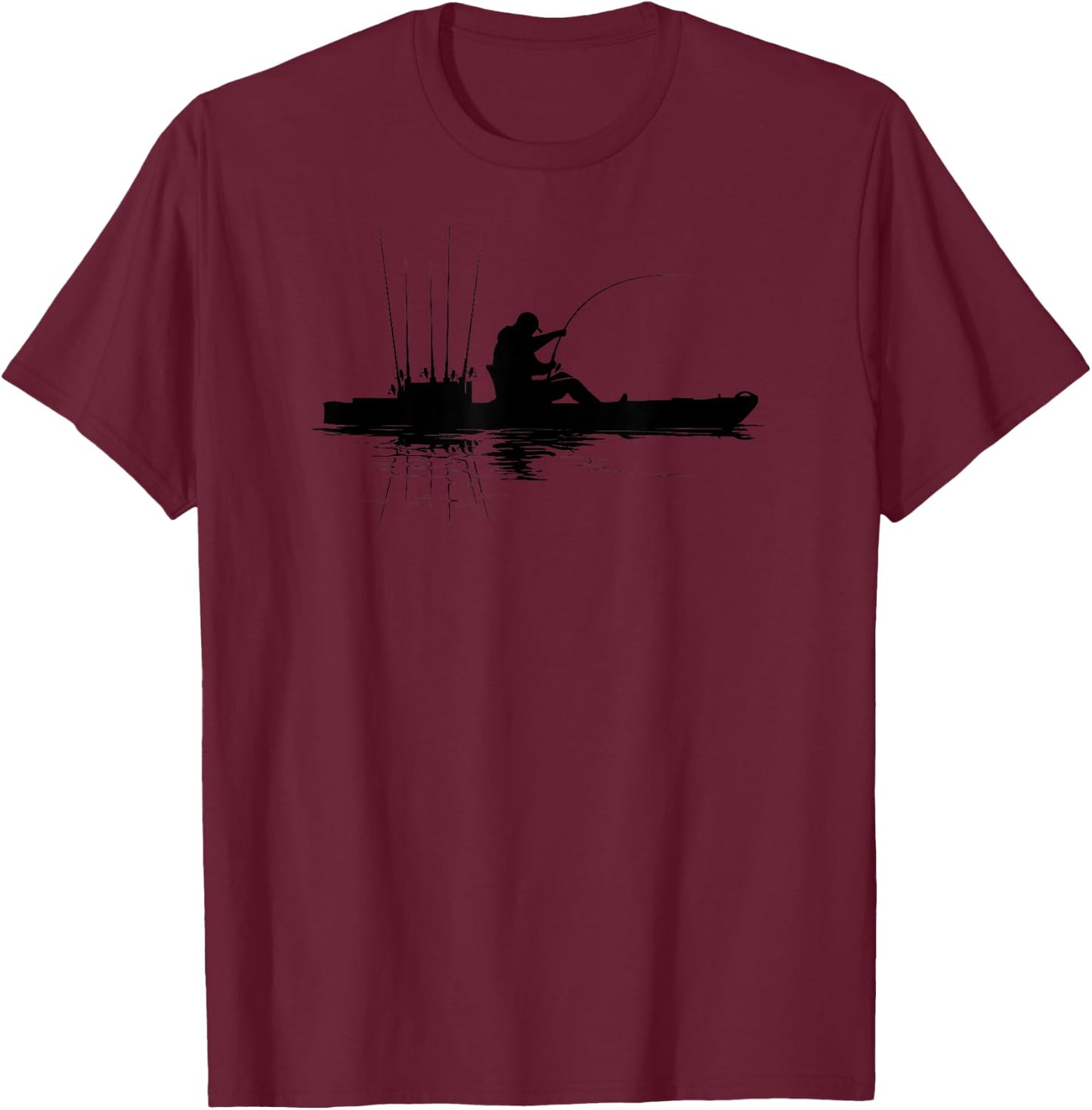 Kayak Fishing Graphic Fisherman Angling Kayaking Angler T-Shirt - T-Shirt | Maroon