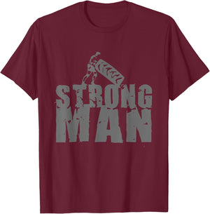 STRONGMAN T SHIRT Powerlifting Gym Strength Training T-Shirt - T-Shirt | Maroon