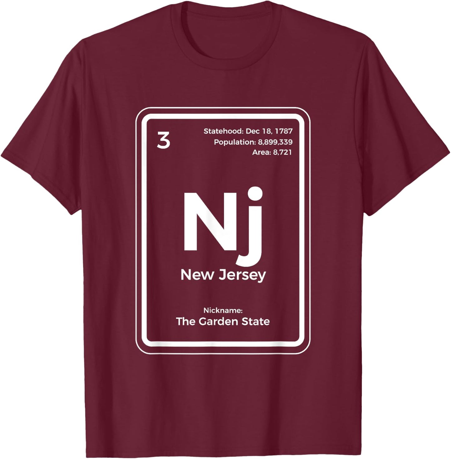 New Jersey Shirt | Garden State Chemistry T-Shirt - T-Shirt | Maroon