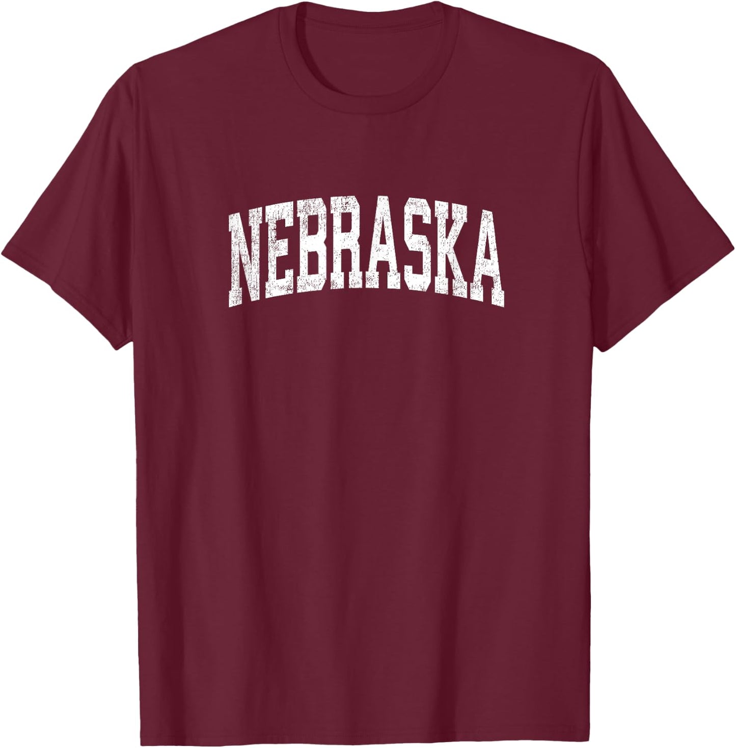 Nebraska NE Vintage Athletic Sports Design T-Shirt - T-Shirt | Maroon