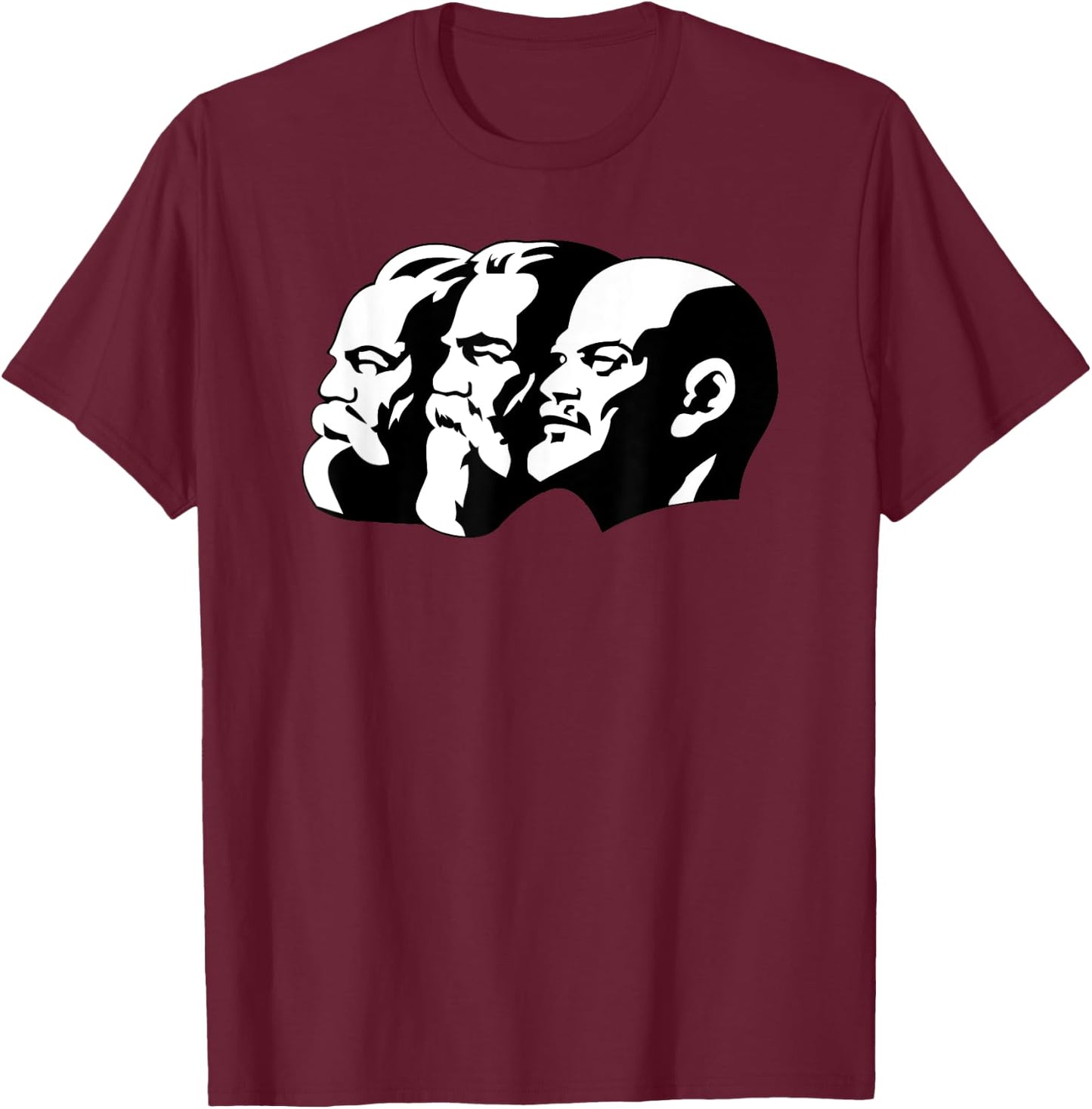 Karl Marx, Friedrich Engels, Vladimir Lenin SOVI8 Propaganda T-Shirt - T-Shirt | Maroon