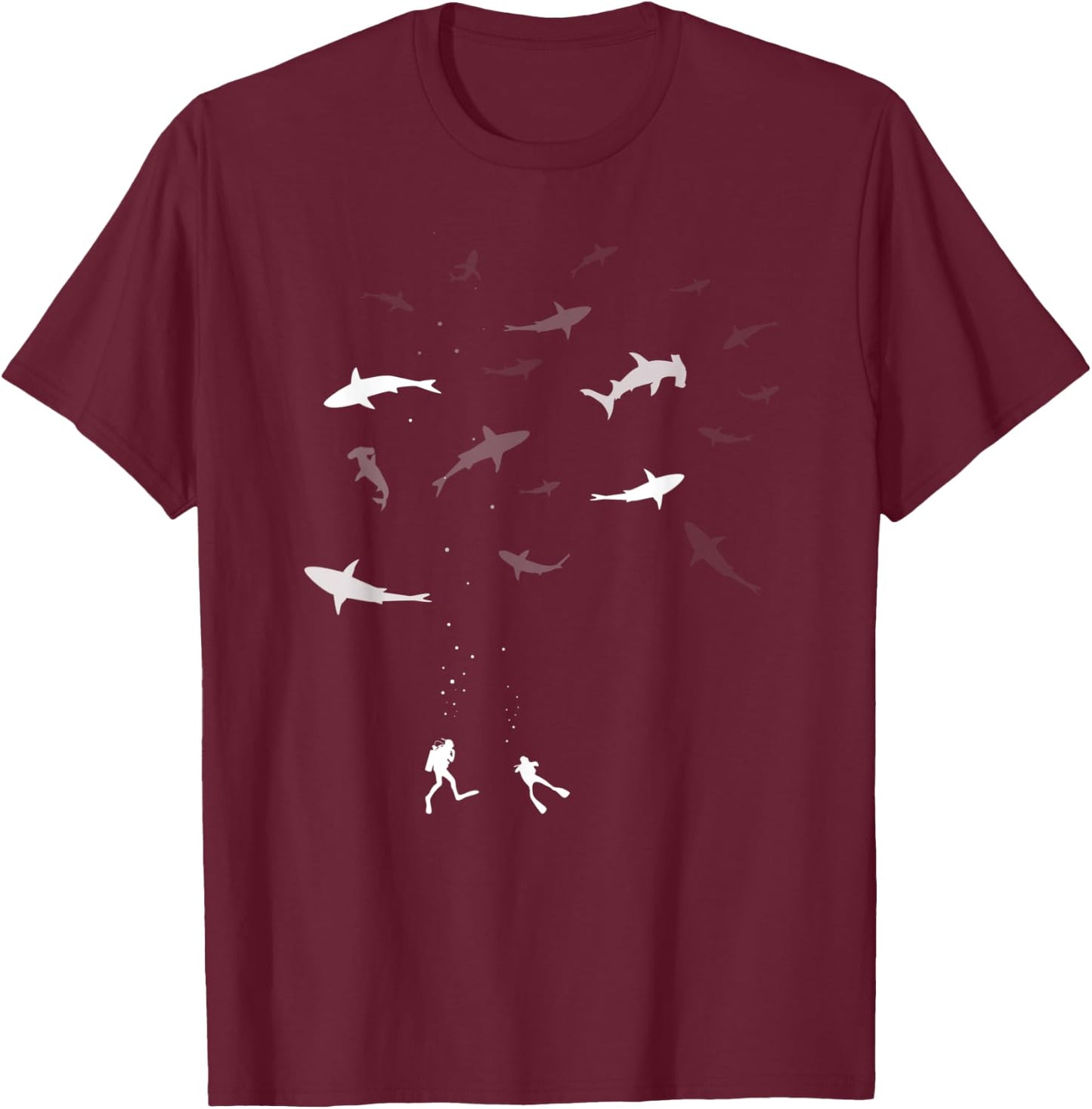 Divers Diving Shark Caribbean Sea Divemaster T-Shirt - T-Shirt | Maroon