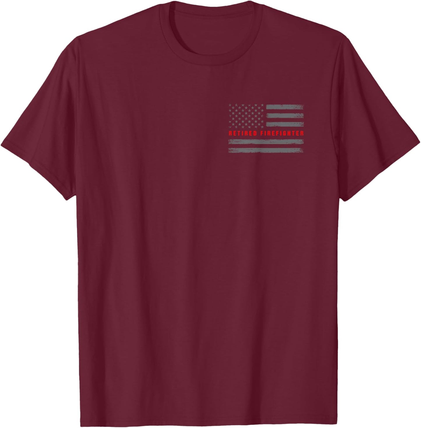 Retired Firefighter American Flag - Vintage Retirement Gift T-Shirt - T-Shirt | Maroon