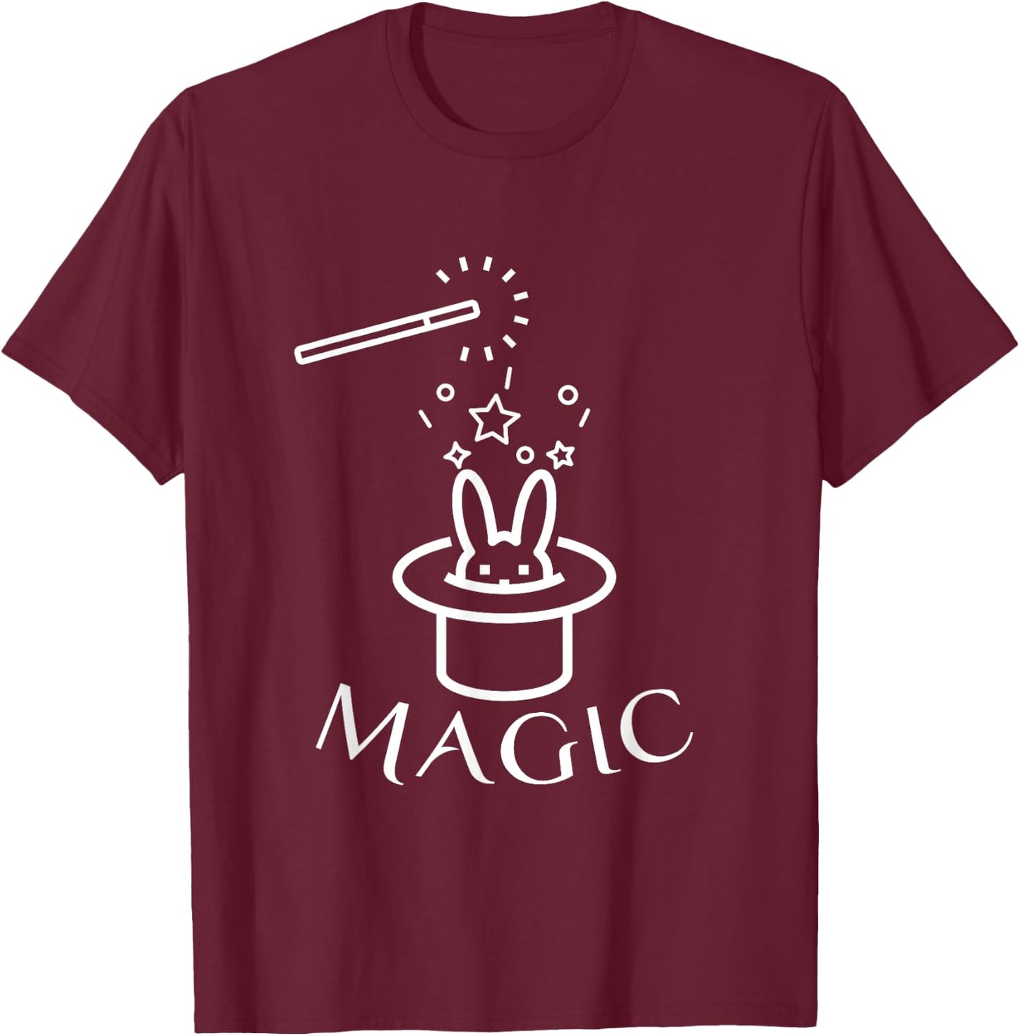 Rabbit In Magic Hat With Magic Wand Magician T-Shirt - T-Shirt | Maroon