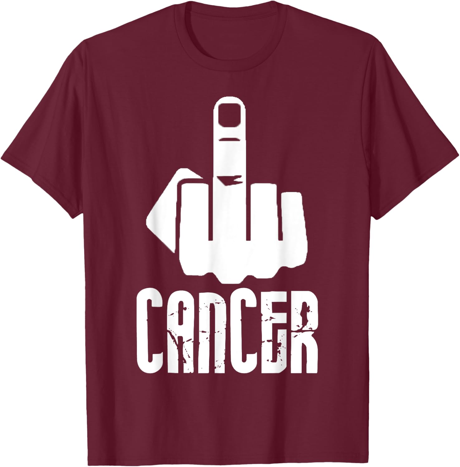 Fuck Cancer Middle Finger T-Shirt - T-Shirt | Maroon