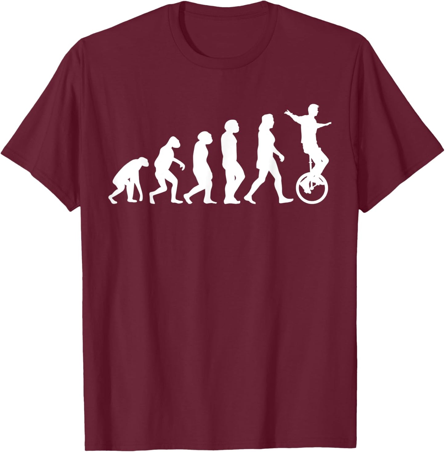 Einrad Evolution | Lustiges Einrad Einrad Einrad T-Shirt - T-Shirt | Maroon