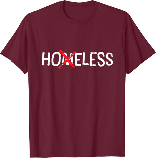 Hoeless Funny - Homeless Crossed Out Design T-Shirt - T-Shirt | Maroon