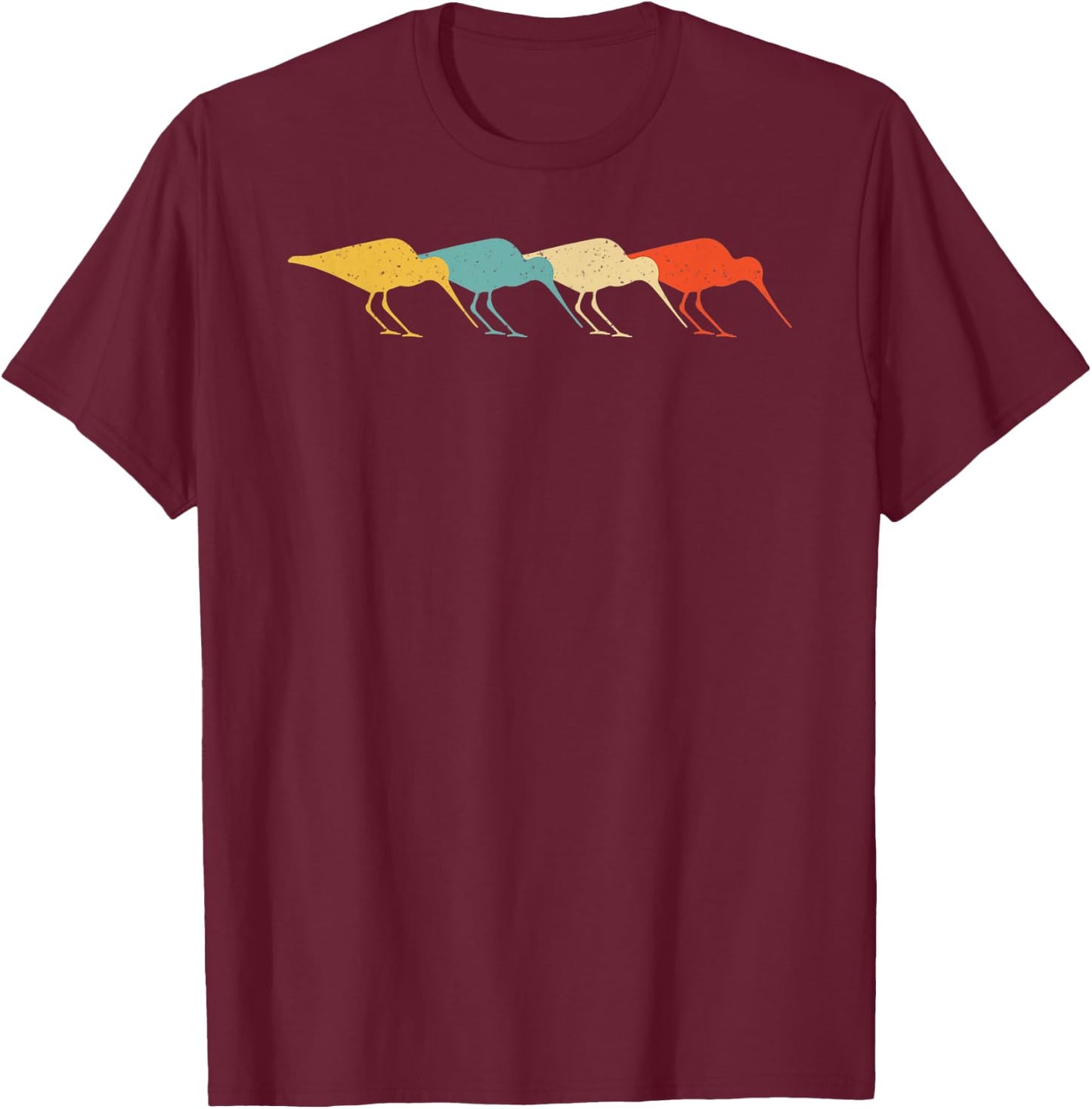 Curlew Vintage Retro Wader Bird Animal Lover 60s 70s Gift T-Shirt - T-Shirt | Maroon