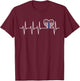 Thin Blue Line Heartbeat Heart Flag Pro Police Officer Pride T-Shirt - T-Shirt | Maroon