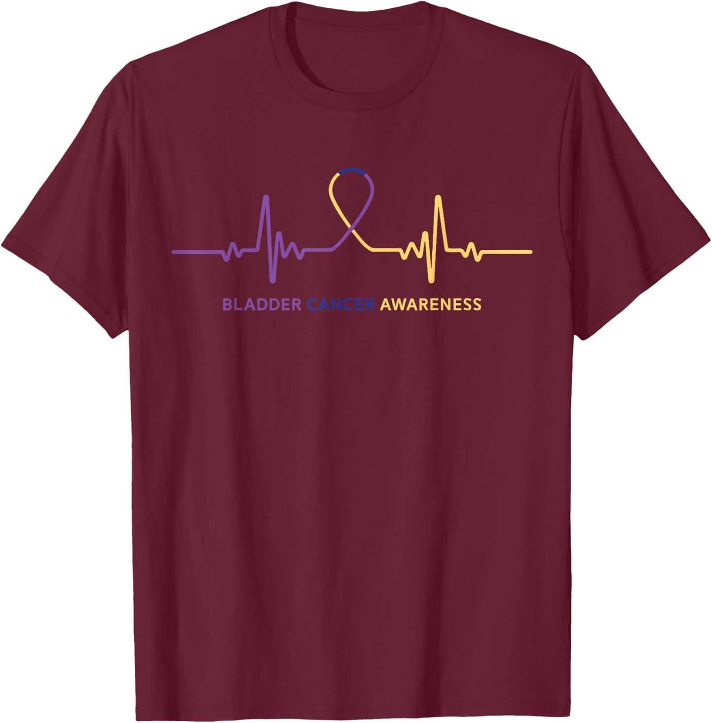 Bladder Cancer T Shirts - Bladder Cancer Awareness - Black - Small - -Adults - Short Sleeve - Classic Fit - Cotton Blend - Cancer Awareness T-Shirt - T-Shirt | Maroon