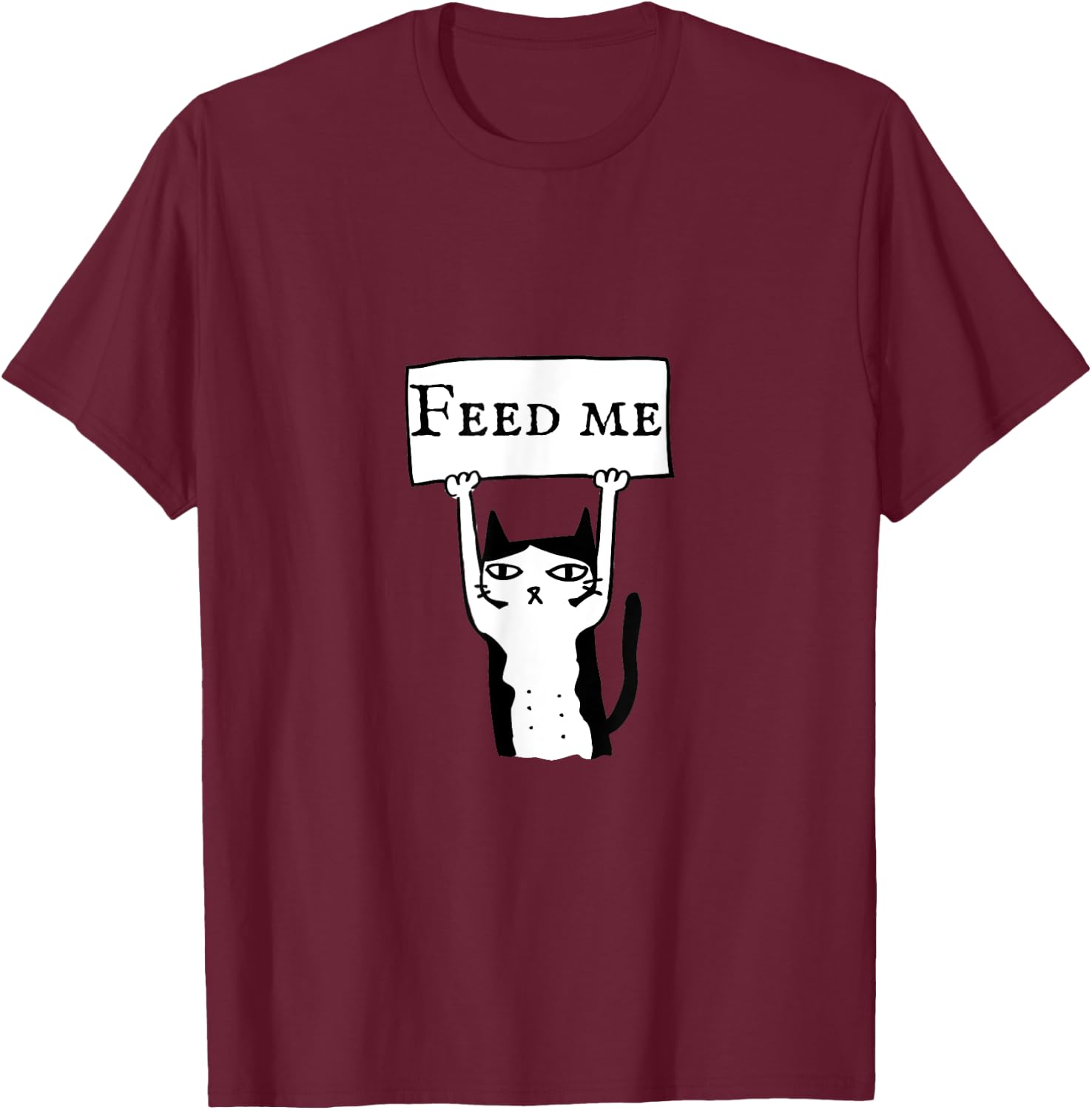 Funny cat feed me T shirt, cat lovers gift Men Women Kids T-Shirt - T-Shirt | Maroon