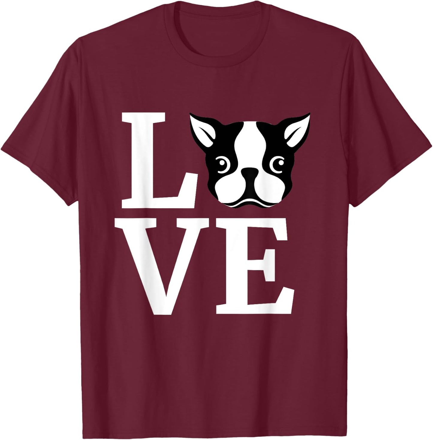 Boston Terrier Shirt I Love My Bostie Gift Dog Lover Women Girls Kids T-Shirt - T-Shirt | Maroon