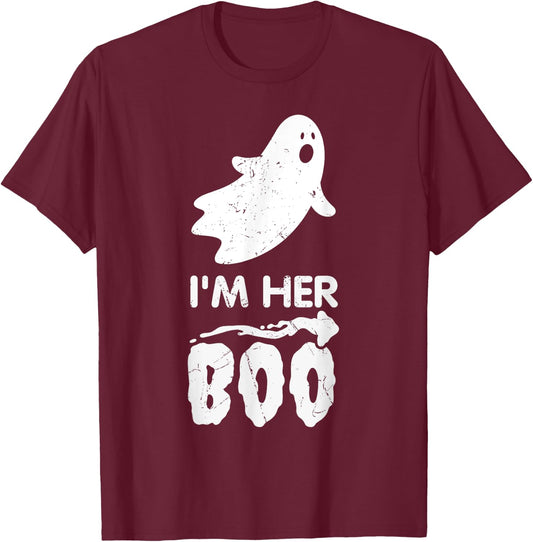 I'm Her Boo Halloween Ghost Matching Couple Cute T-Shirt - T-Shirt | Maroon