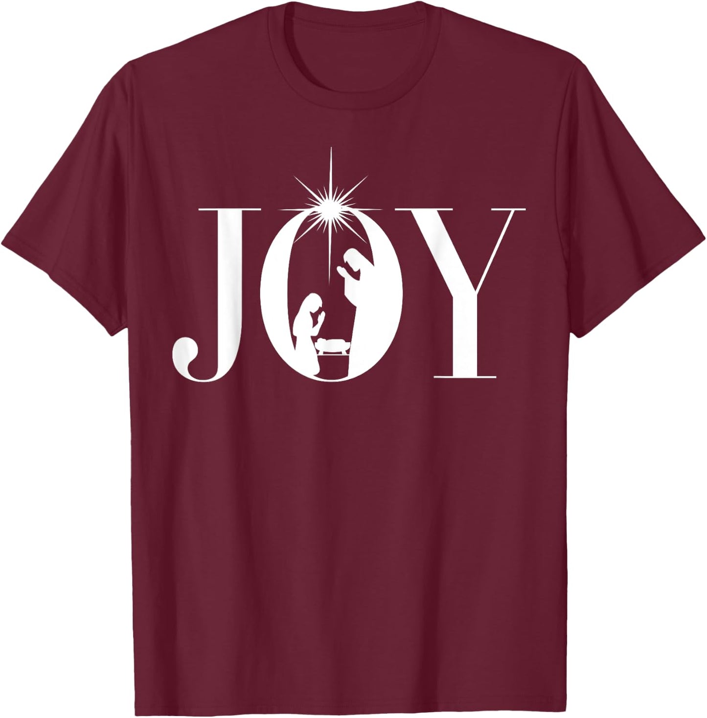 Christmas Nativity Christian Christmas Joy White T-Shirt - T-Shirt | Maroon