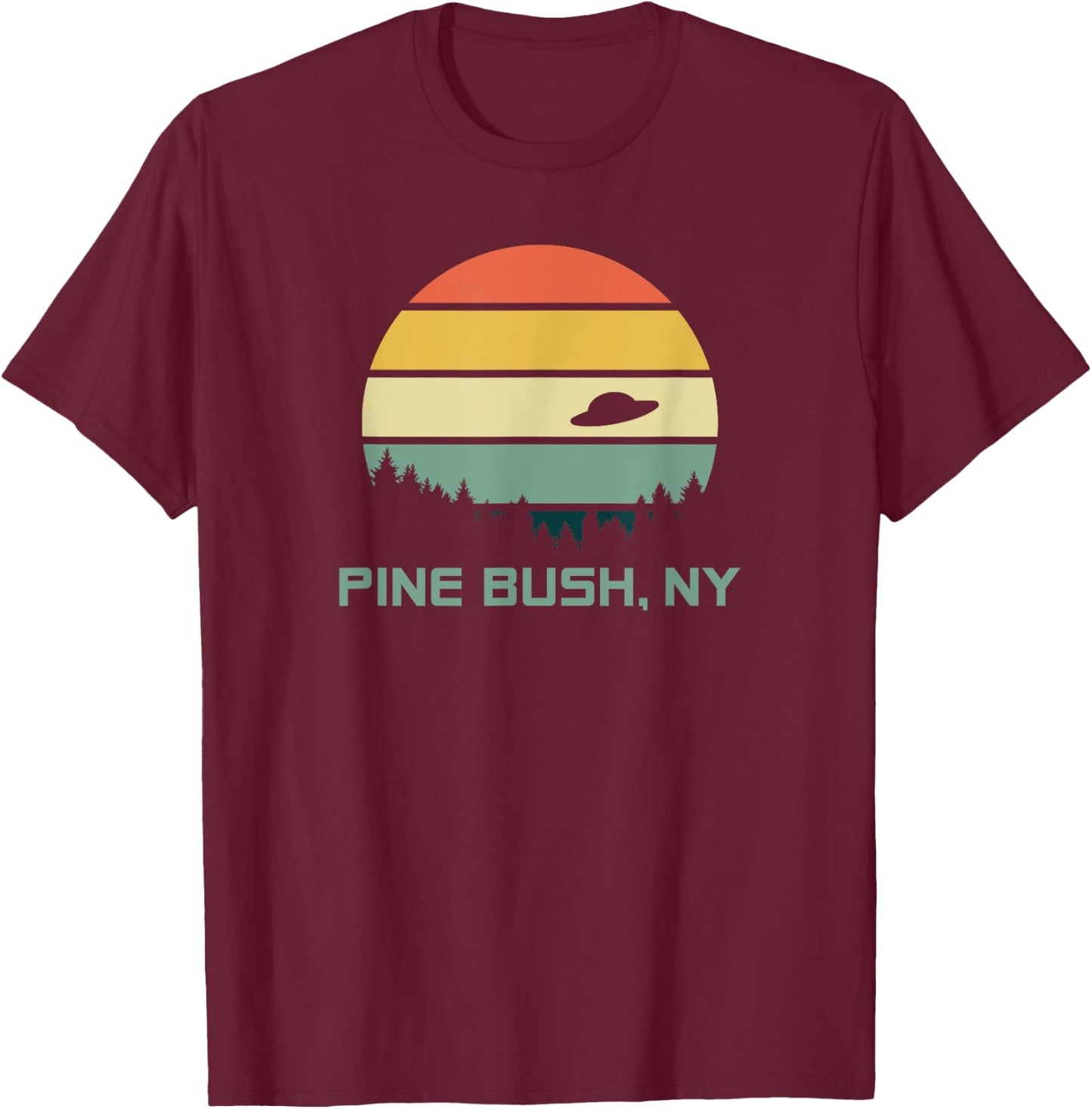 Retro Pine Bush, NY Alien T Shirt T-Shirt - T-Shirt | Maroon