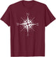 Vintage Retro Compass North South East West Sailing T Shirt T-Shirt - T-Shirt | Maroon
