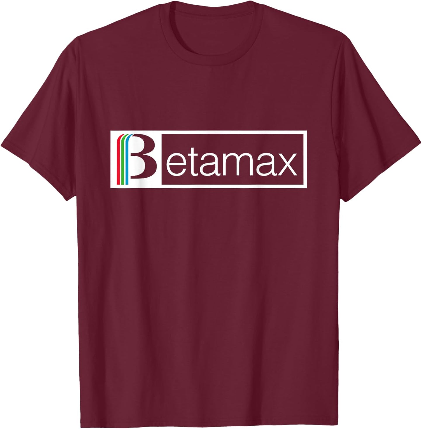 Betamax Red Green And Blue White B Banner Logo T-Shirt - T-Shirt | Maroon