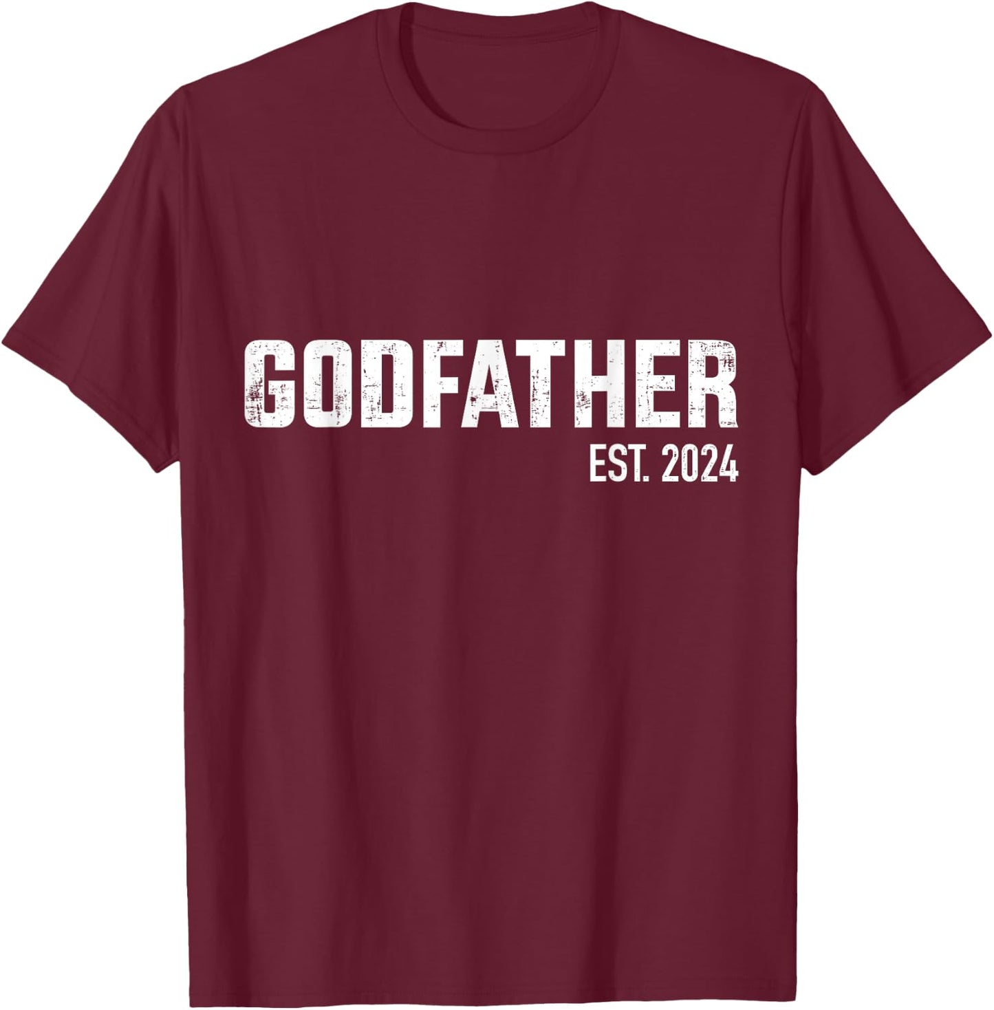 Godfather est. 2024 for pregnancy announcement baby shower T-Shirt - T-Shirt | Maroon