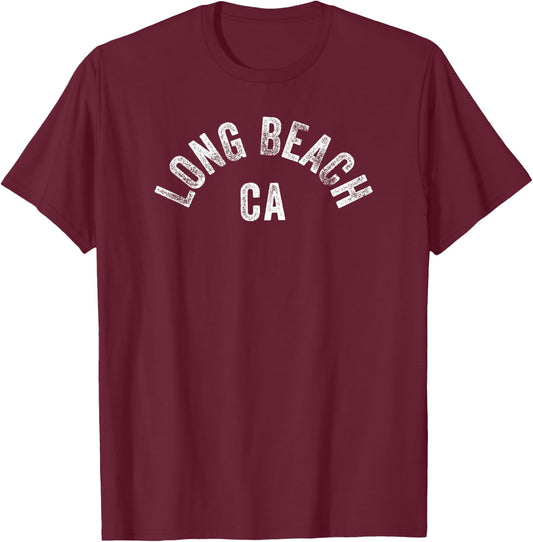 LBC Long Beach CA LB OG Vintage Local California Design CA T-Shirt - T-Shirt | Maroon