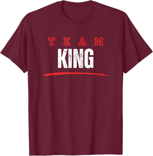 Team King Last Name Family Member Vintage Funny T-Shirt - T-Shirt | Maroon