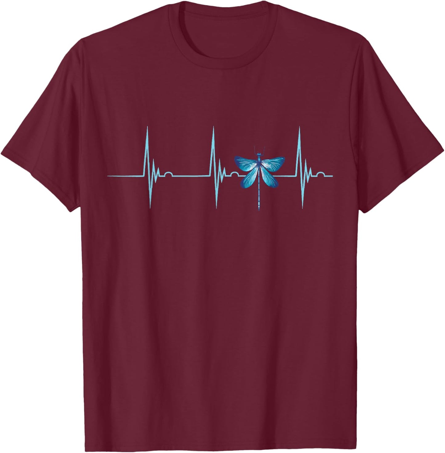 Dragonflies Nature Insect Heartbeat EKG Pulse Dragonfly T-Shirt - T-Shirt | Maroon