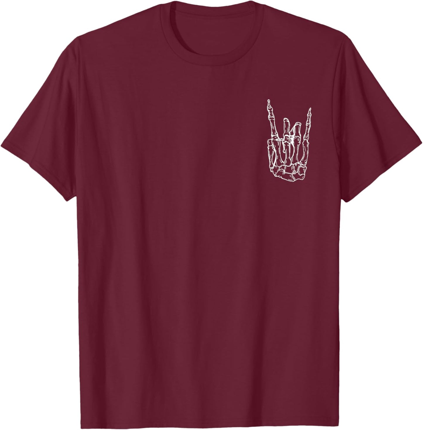 Rock Hand Shirt Skeleton Rocking It Heavy Metal Horns T-Shirt - T-Shirt | Maroon