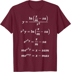 Merry Christmas X-Mas Math Equation Funny Teacher Gifts Women Kids T-Shirt - T-Shirt | Maroon