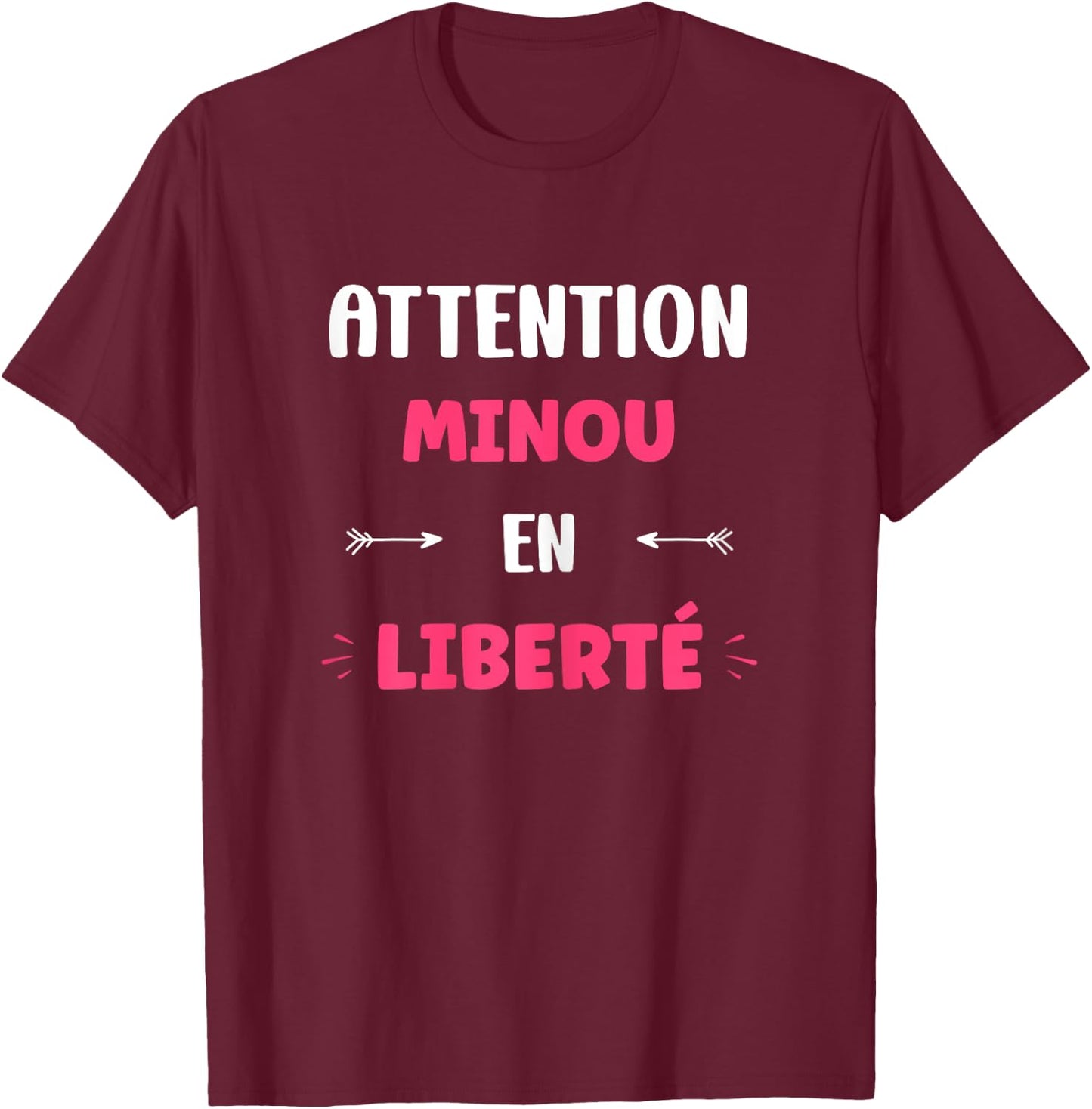 Attention Kitty in freedom funny name Minou T-Shirt - T-Shirt | Maroon