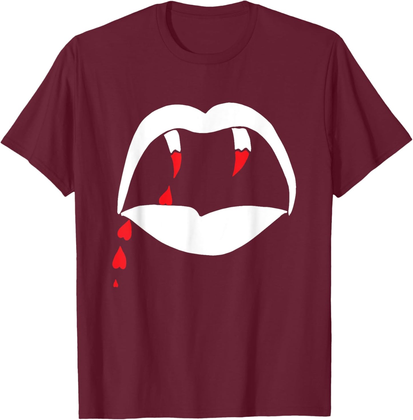 Vampire Lips & Teeth with Love Blood T-Shirt - T-Shirt | Maroon