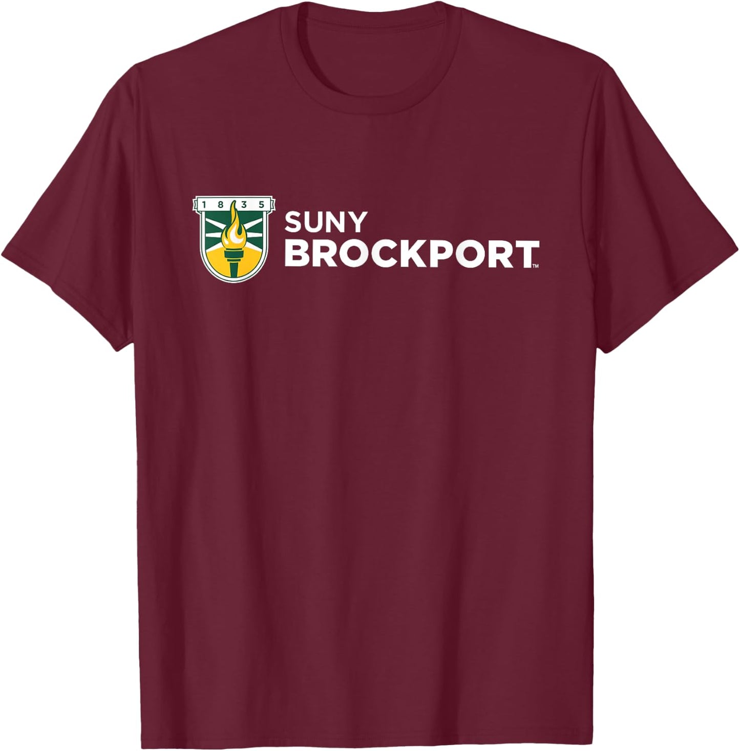 SUNY Brockport Golden Eagles Institutional Shield Logo T-Shirt - T-Shirt | Maroon