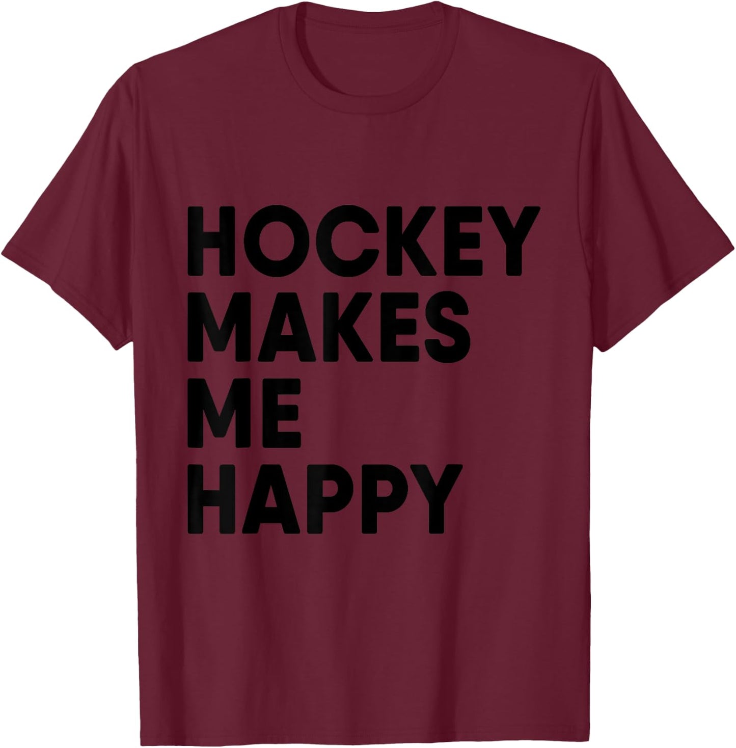 Hockey Makes Me Happy Ice Hockey Boy T-Shirt - T-Shirt | Maroon