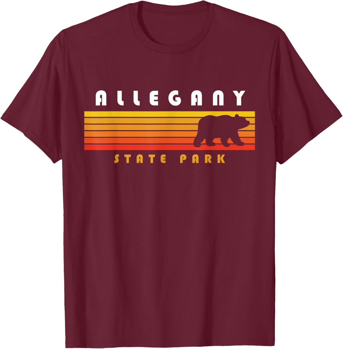 Allegany State Park Camping New York Bear Retro T-Shirt - T-Shirt | Maroon