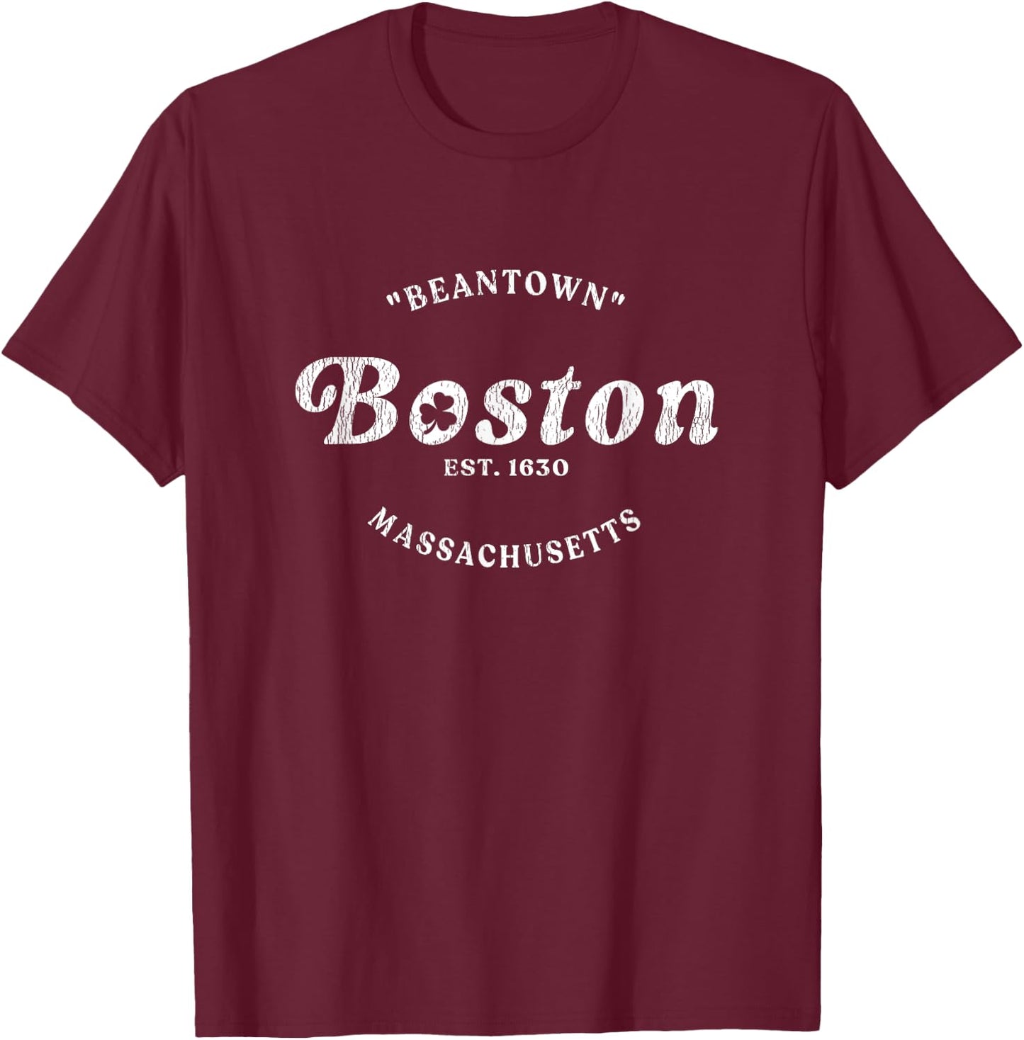 Vintage Boston Irish Beantown, Boston Shamrock T-Shirt - T-Shirt | Maroon