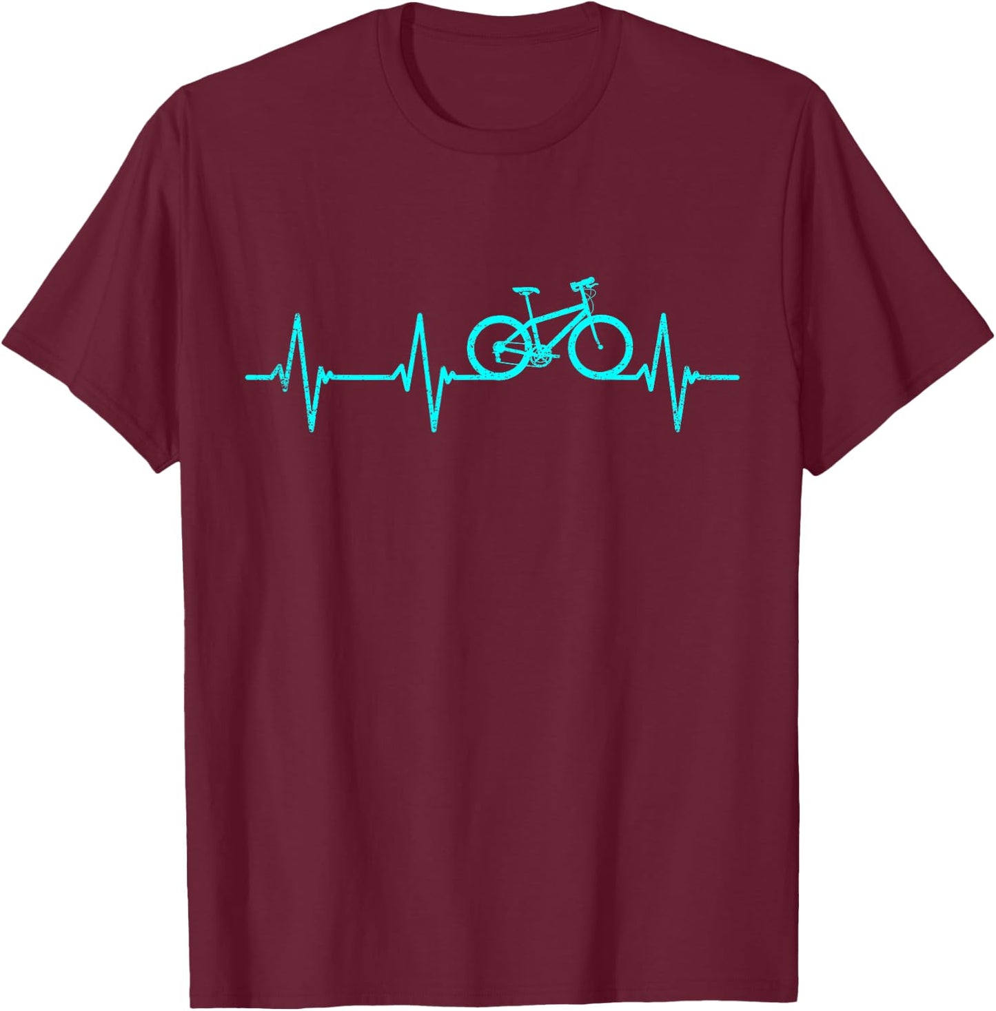 Mountain Bike Heartbeat Cycling Cool Bike T-Shirt - T-Shirt | Maroon