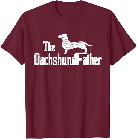 Dachshund Dad Dog Fathers Day Funny Doxie Doggie Puppy Daddy T-Shirt - T-Shirt | Maroon