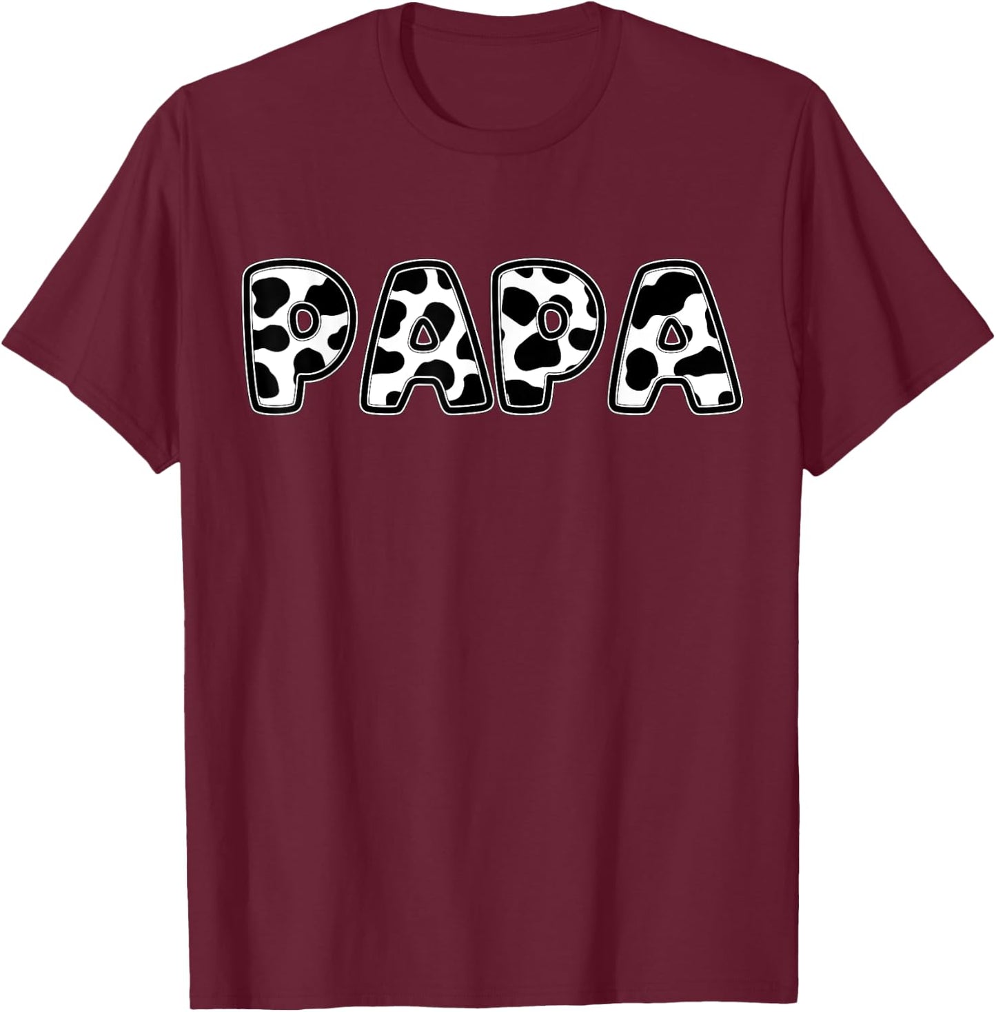Papa Cow Print Family Matching Father's Day T-Shirt - T-Shirt | Maroon