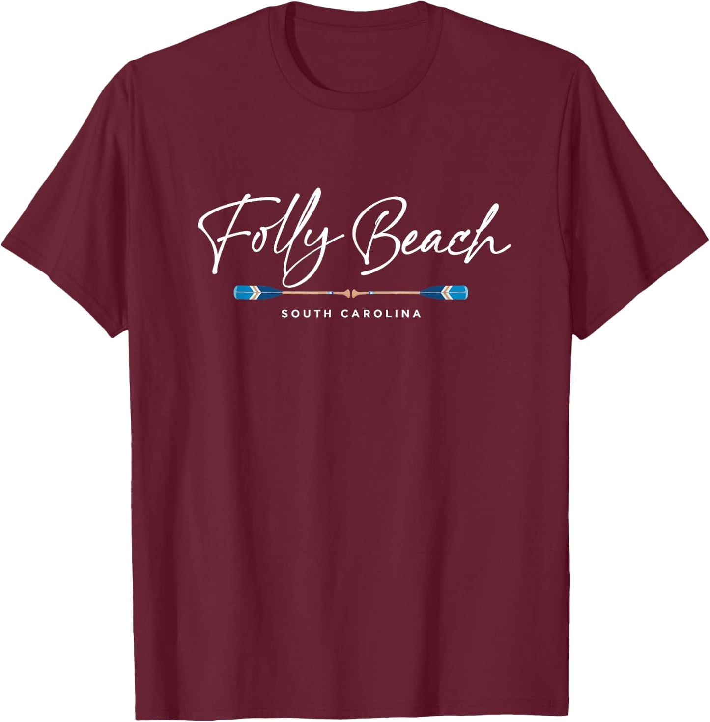 Folly Beach South Carolina SC Oars Graphic Women Kids T-Shirt - T-Shirt | Maroon