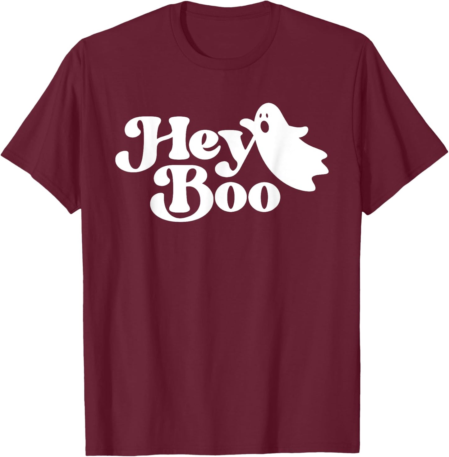Hey Boo Funny Ghost Halloween Men Women Kids T-Shirt - T-Shirt | Maroon
