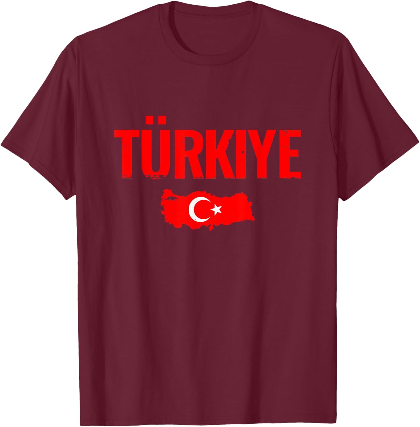 Türkiye Map Vintage Turkey Turkish Flag , Black, S T-Shirt - T-Shirt | Maroon