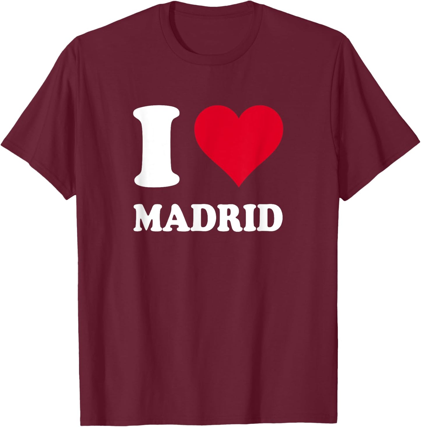Red Heart I Love Madrid , Black, S T-Shirt - T-Shirt | Maroon