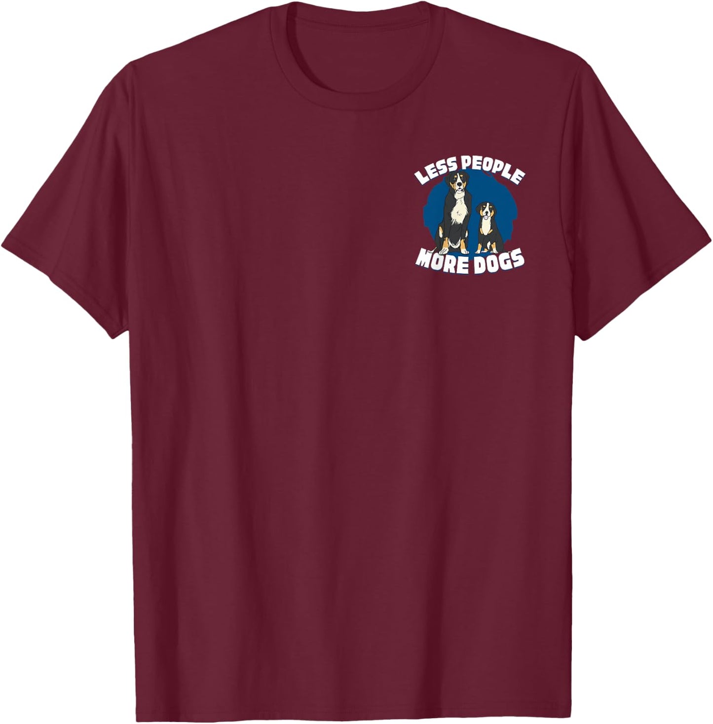 Less People More Dogs Minimalist Dog Lover T-Shirt - T-Shirt | Maroon