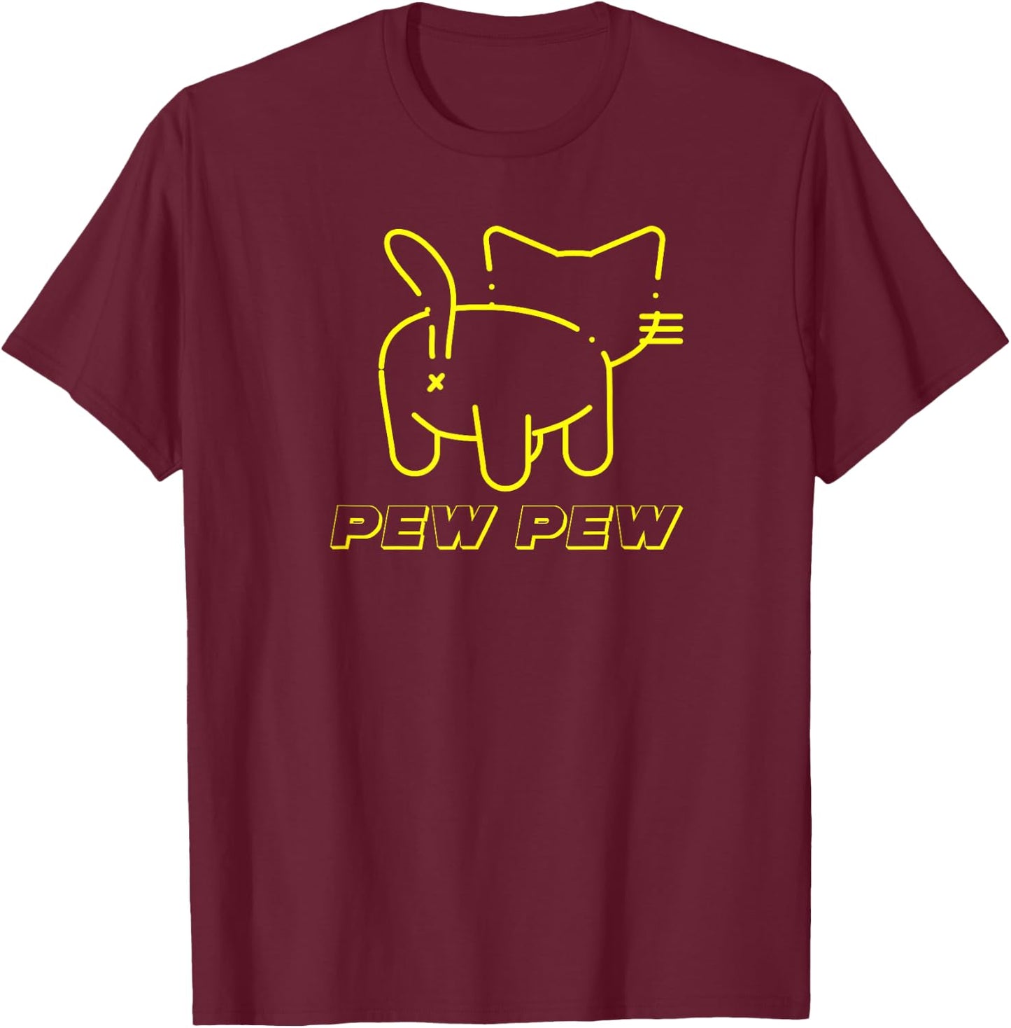 Pew Pew Kitty Funny Solo T-Shirt - T-Shirt | Maroon