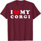 I Love My Corgi, I Heart My Corgi T-Shirt - T-Shirt | Maroon