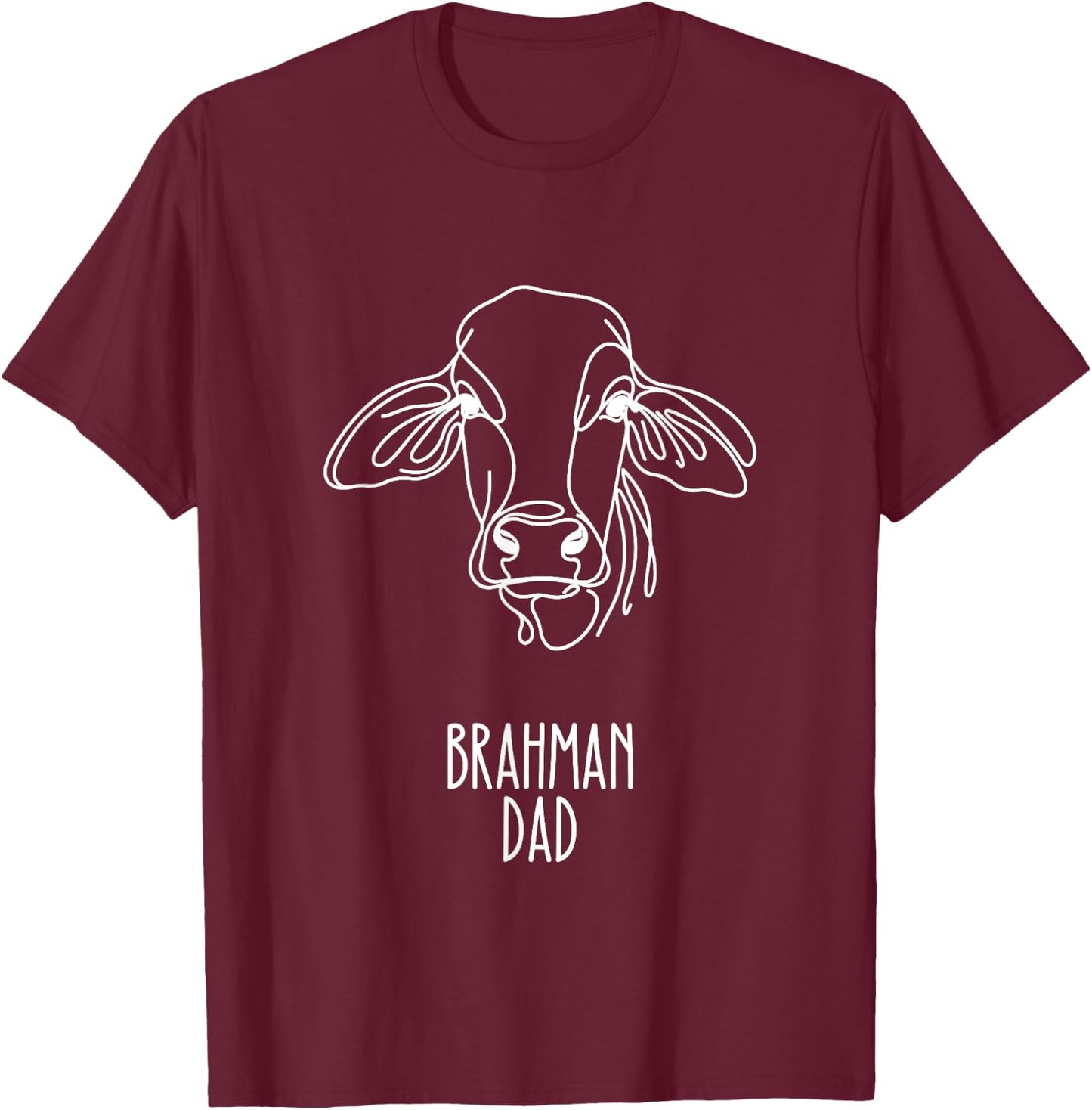 Line Art Best Cow Dad Men - Brahman T-Shirt - T-Shirt | Maroon